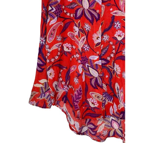 Sundry Womens Paisley Blouse 0(XS)‎ Floral Oversized Hi Low Bohemian Tunic - Picture 4 of 14